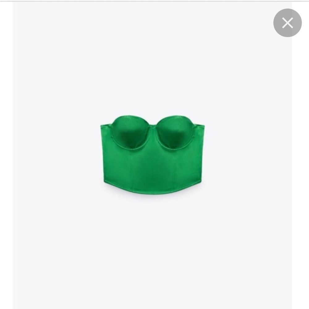 Zara green satin corset top